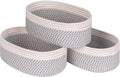Shelf Storage Baskets for Organizing|Decorative Basket for Closet Storage|Toy Baskets&Bins|Small Woven Rope Baskets-13x8.66x5.11’’,Durable&Stylish,Oval 3 Packs Off White&Mixed Gray-Ruum Studio Home