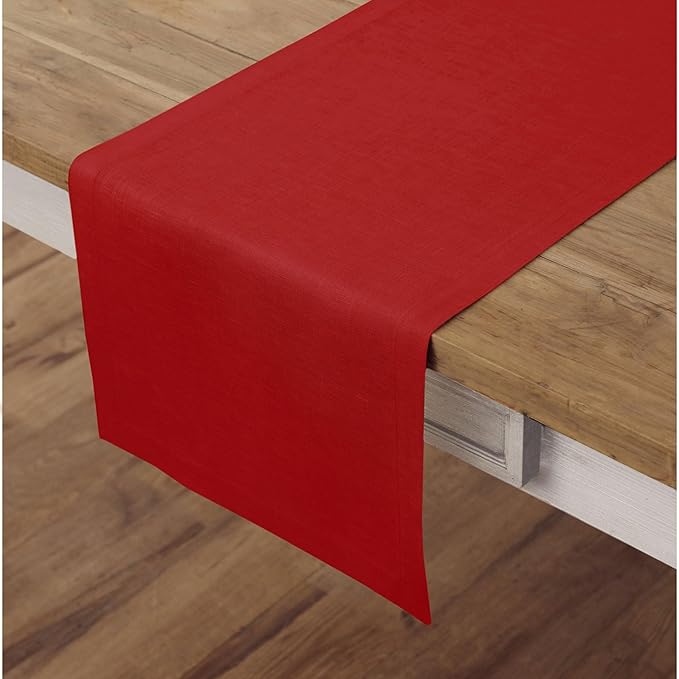 Solino Home Linen Red Table Runner 90 Inches Long - 100% Pure Linen 14 x 90 Inch Table Runner - Fete-Ruum Studio Home
