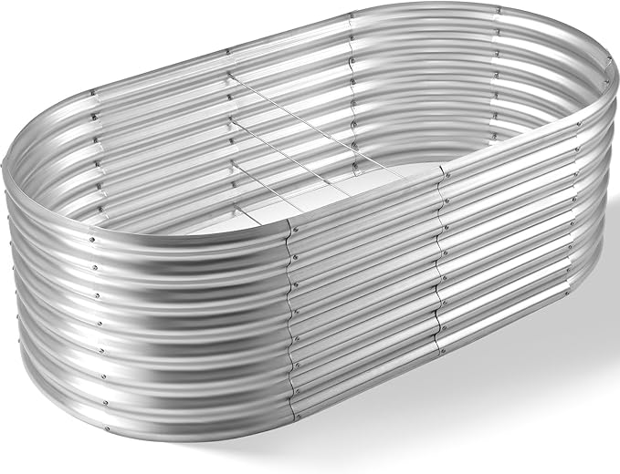 Land Guard Galvanized Planter Raised Beds, 631.99ft Keyhole Raised Garden Bed-Ruum Studio Home