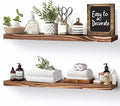 Floating Wall Shelves 2-Pack - Rustic Brown 16-inch Wooden Wall Shelves for Storage and Décor, Multi-Functional and Easy to Install for Living Room, Bedroom, and Kitchen-Ruum Studio Home
