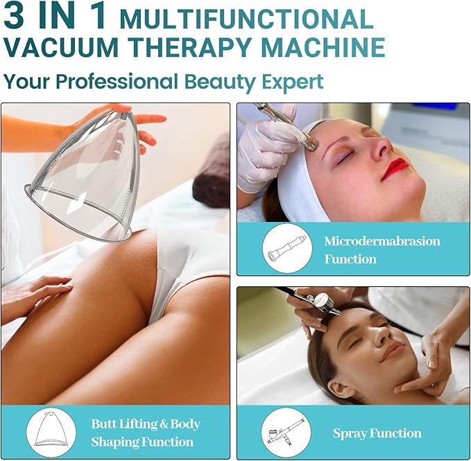 Meifuly Vacuum Therapy Machine, 3 in 1 Vacuum Cupping Sets, Skin Care and Airbrush Machine, with 1800ML and 1500ML Large Cups, 0-80 cmHg, 5 inch Touch Screen-Ruum Studio Home