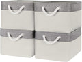Organization and Storage Basket for Organizing - Large 4 Pack 16x12x8 inch Fabric Storage Cube Collapsible Baskets for Shelves, Storage Bins for Cloth Books (Grey & White)-Ruum Studio Home