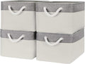 Organization and Storage Bins for Shelves - Large 4 Pack 16x12x8 inch Collapsible Storage Basket for Organizing, Fabric Storage Cubes for Box Closet Cloth Toy Nursery Books Kids (Grey & White)-Ruum Studio Home