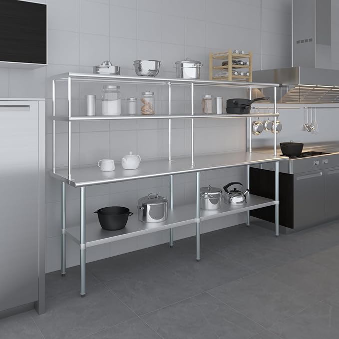 AmGood Double OverShelf Stainless Steel NSF - Many (96" Long x 18" Deep)-Ruum Studio Home