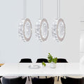 Buccleuch 3-Ring Crystal Chandelier, Dimmable LED Pendant Light Fixture Adjustable Stainless Steel Pendant Light, Silver Crystal Chandeliers for Dining Room, Bedroom, Living Room-Ruum Studio Home