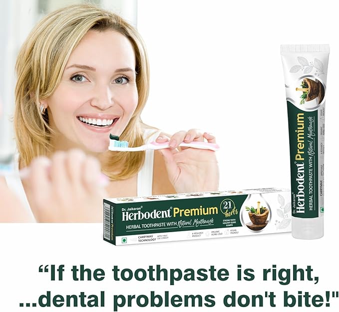 Herbodent® Premium Toothpaste - 5.82 Oz Pack of 1 | 21 Herbs for Strong Teeth & Healthy Gums- Neem, Clove, Cinnamon, Cardamom with Natural Mouthwash-No Paraben, No Fluoride, No Saccharin, No Triclosan-Ruum Studio Home