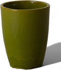 Emissary Bullet 9.5 in. Green Ceramic Round Planter (9.5 in. L x 9.5 in. W x 12 in. H) with Drainage Hole-Ruum Studio Home