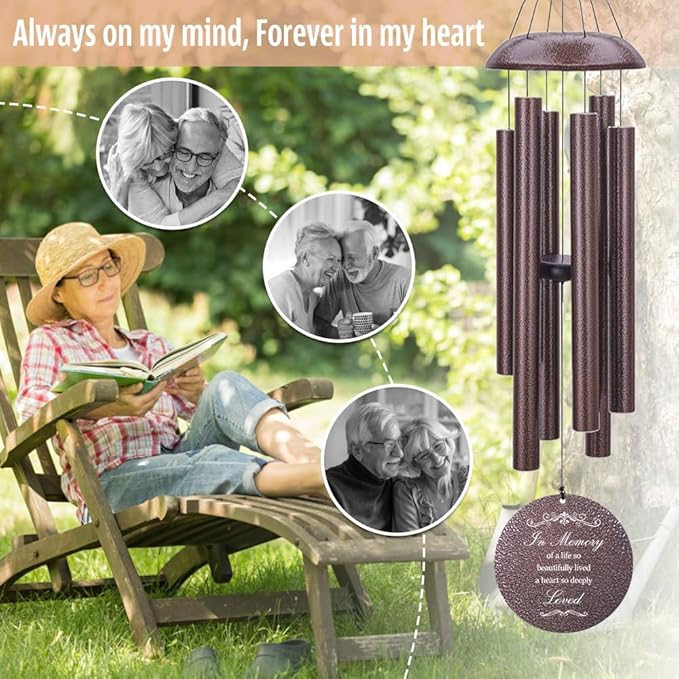 Personalized Sympathy Wind Chimes, Sympathy Gift After Loss of Mom Dad, or Loved One, Memorial Garden Remembering a Loved One Memorial Gifts-Ruum Studio Home