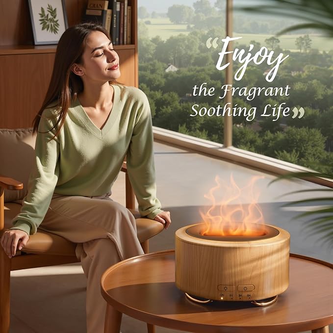 Essential Oil Diffuser for Home: 500ML Aroma Diffuser for Hotel Office Yoga Room - Humidifier with 9 Colors LED Night Light for Kids/Women Home Relaxation, Bright Yellow-Ruum Studio Home