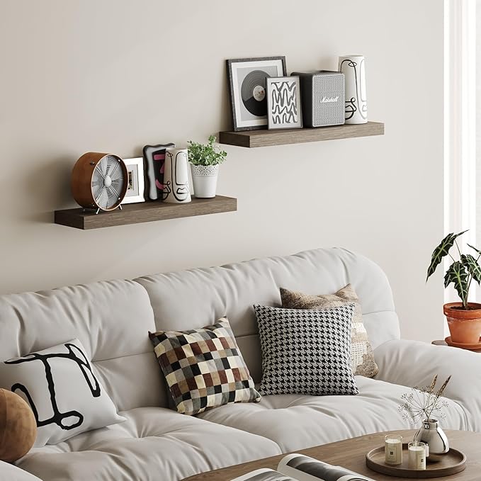 BAMEOS Floating Shelf, 24x6 Wall Shelf,Decor Wall Mounted Shelves,Hanging Shelf Set for Bathroom Kitchen Living,Kitchen,Room Bedroom Storage-Ruum Studio Home