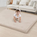 ACOMOPACK Baby Play Mat for Floor 1.3" Thick Memory Foam Play Mat 71"×79" Tummy Time Crawling with Non-Slip Bottom for Living Room,Nursery,Soft Velvet Playpen Mats for Kids,Infants（Beige）-Ruum Studio Home