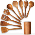 Wooden Spoons for Cooking,Wooden Cooking Utensil Set,10-Piece Wooden Kitchen Utensil Set with Wooden Spoons(A10)-Ruum Studio Home
