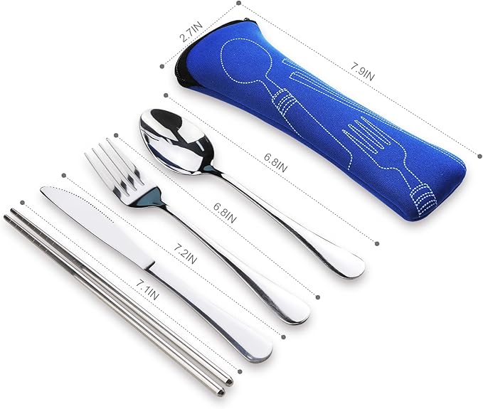 10PCS Portable Silverware Set with Case, Lengnoyp Travel Camping Utensils Set, Premium Stainless Steel Travel Cutlery Set, Reusable Safe Flatware Sets for Lunch Box/Workplace/Students, Silver-Ruum Studio Home