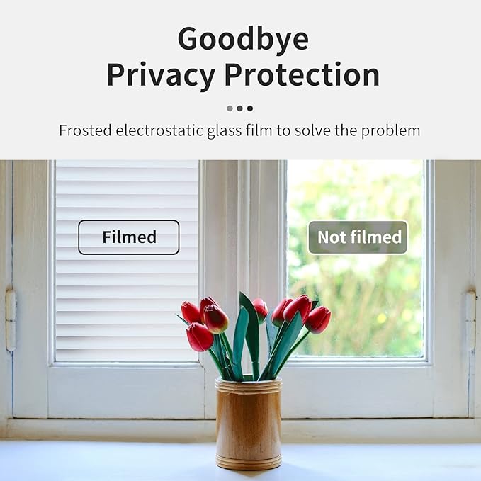 Window Privacy Film with Installation Tools, Blinds Pattern, Static Cling, Anti UV, Heat Control, Ideal for Home Shower Office Glass Door (Blinds Pattern, 17.5X78.7Inch)