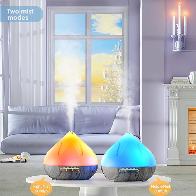 500ML Essential Oil Diffuser: Aroma Diffuser with Remote Control for Hotel Spa Yoga Room Humidifier with 14 Colors LED Night Light for Bedroom Home Relaxation, Black-Ruum Studio Home