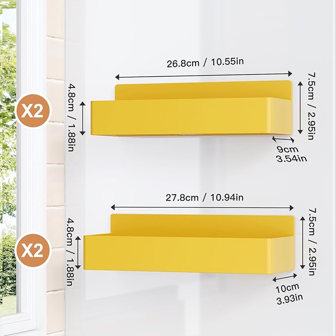 Magnetic Spice Rack for Refrigerator, Kitchen Organizer and Storage Shelf, Yellow(4 Pack)…-Ruum Studio Home