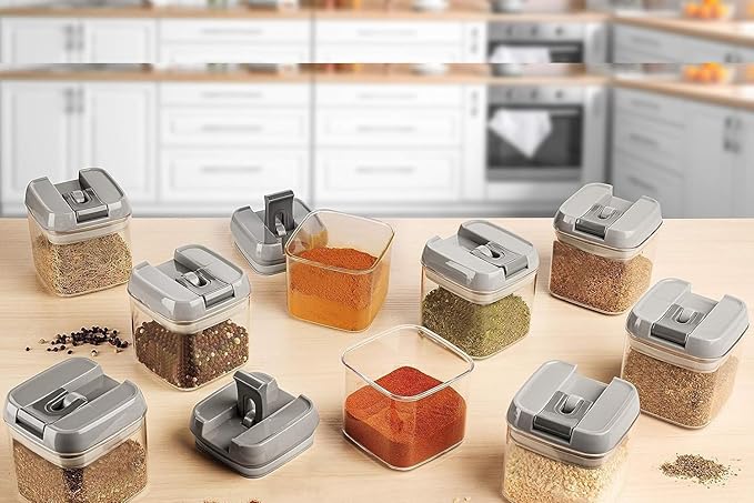 Shazo 9 PC Airtight Food Storage Containers - BPA Free Clear Plastic Snack & Spice Containers with Easy Lock Lids - Kitchen and Pantry Organization for Herbs, Coffee, Tea - 0.5L / 2.1 Cups-Ruum Studio Home