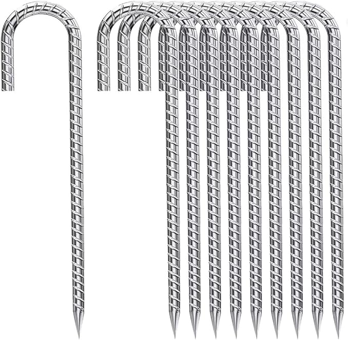 Rebar-Stakes-12-Inch, Ground Stakes Heavy Duty J-Hook Galvanized Anti-Rust Heavy Duty Ground Anchors for Garden Dog Fence Chicken Coop Christmas Decorations Deer Fence 12pcs-Ruum Studio Home