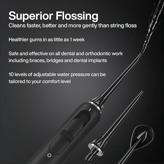 AquaSonic Home Dental Center PRO – Brushing & Flossing Made Easy – Brush & Floss – Power Toothbrush & Water Flosser – Whiter Teeth & Healthier Gums – Black Series Pro+Oral Irrigator-Ruum Studio Home