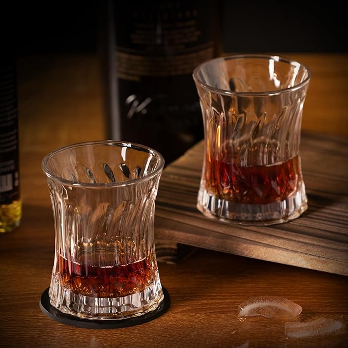 KAMMAK Whiskey Glass 7.75oz Set of 2, Old Fashioned Glass for Scotch, Cocktails, Rum, Shot Glasses Vodka in Bar And Party Gifts for Men, Whisky Lovers, Wedding, Anniversary, Birthday-Ruum Studio Home