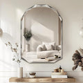 Bathroom Mirror for Wall, 30" x 40" Arched Mirror, Bathroom Vanity Mirrors, Beveled Edge Frameless Wall Mount Vanity Mirror, Wall Mirror Decorative, Irregular Beveled Edge Mirror-Ruum Studio Home
