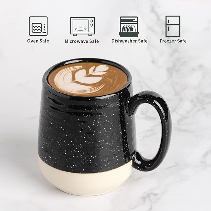 Hasense Coffee Mugs Set of 4, 15 Ounce Ceramic Coffee Cups with Handles, Porcelain Large Latte Mug for Coffee Cappuccino Tea, Black Mugs for Men, Women Christmas Holiday Gift-Ruum Studio Home