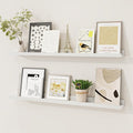 Picture Ledge Shelf, Solid Pine Wood Floating Shelves Set of 2, 32 Inches Nursery Book Shelves for Toys Storage, Kids Bookshelf Wall Mounted for Living Room Bedroom Decor Books Photo Frames, White-Ruum Studio Home