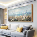 PHAOHUAXM Large Canvas Wall Decoration For Living Room Wall Art For Bedroom Office Decorations Blue Ocean Paintings Flowers Watercolour Wall Pictures Canvas Artworks Home Decor Wood Framed 24x48 In-Ruum Studio Home