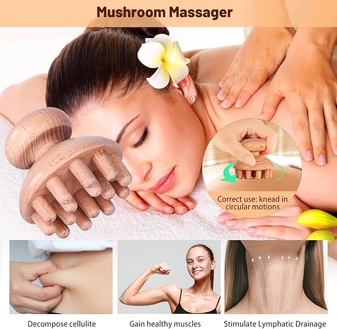 6 Pcs Wood Therapy Massage Tools, Meifuly Professional Complete Maderotherapia Wooden Massager Kit for Body Shaping, Lymphatic Drainage, Muscle Pain Relief, Anti-Cellulite (with Storage Bag)-Ruum Studio Home