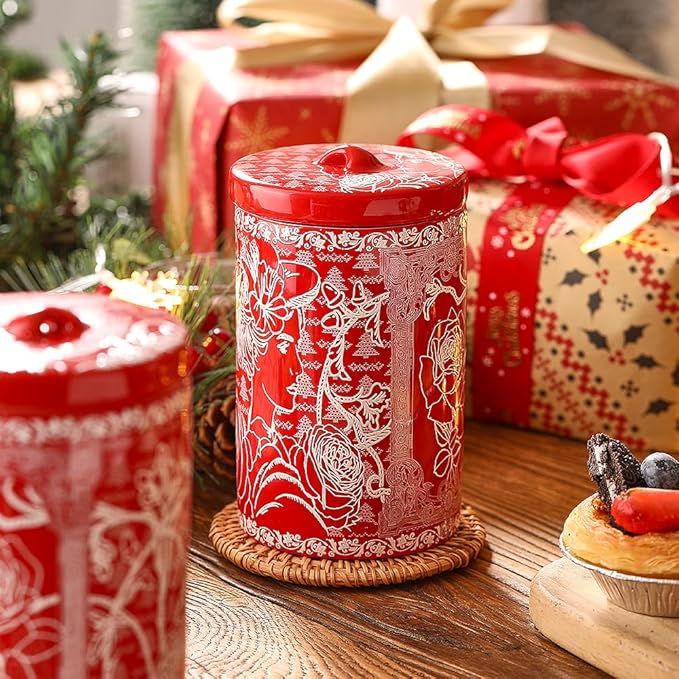 Porlien Lady Porcelain 15-ounce Canisters Set of 2, Food Storage Containers with Lid for Coffee Beans, Tea, Condiments & Nuts, Gifts for Mothers'Day, Thanksgiving, Christmas, Valentine’s Day-Ruum Studio Home