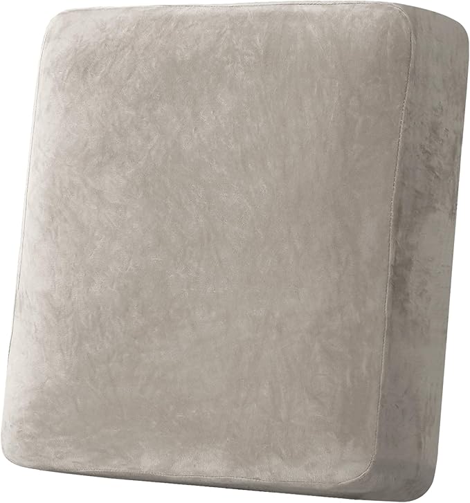 H.VERSAILTEX Velvet Stretch Couch Cushion Cover Plush Cushion Slipcover for Chair Cushion Furniture Protector Seat Cushion Sofa Cover (1 Piece Armchair Cushion Covers, Oatmeal)-Ruum Studio Home