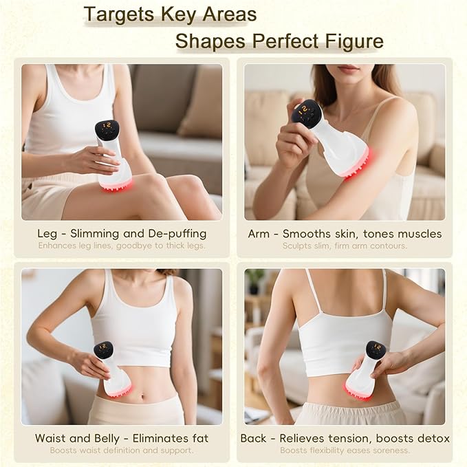 2025 Upgraded Lymphatic Drainage Massager Body Sculpting Machine Helps Reduce Stretch Marks & Cellulite for Legs, Arms & Belly Anti Cellulite Massage Tool with Light Heat & Vibration-Ruum Studio Home