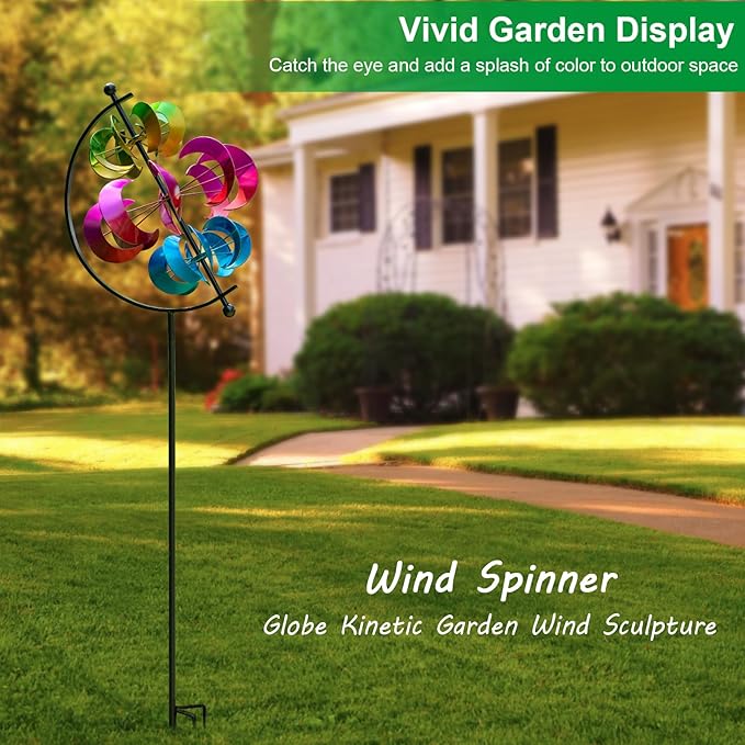 Wind Spinner for Garden and Yard - Large Metal Kinetic Wind Sculpture for Outdoor Decor (Moons)-Ruum Studio Home