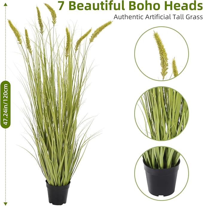 Green Onions Fake Plants,Artificial Plants Indoor, Fake Grass Decor Green Plant Fake Outdoor Flowers Fake Succulents,Artificial Tall Grass Plants with Pots House Decorative(47" 2 Pack)-Ruum Studio Home