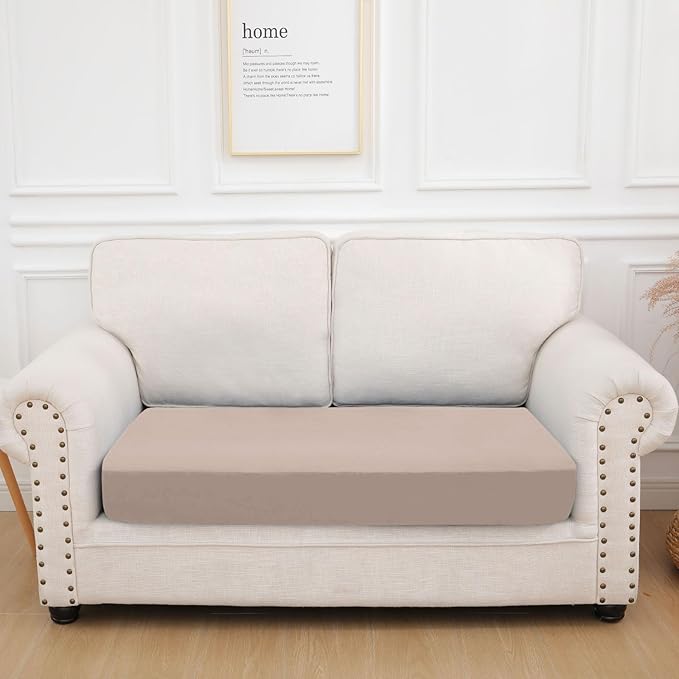 hyha Waterproof Couch Cushion Covers, Stretch Sofa Couch Seat Slipcover for Dog Washable, Non-Slip Waterproof Outdoor Cushion Covers for Patio Furniture Replacement (1 Piece for Medium, Taupe)-Ruum Studio Home