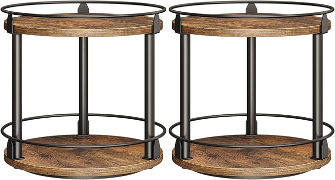 Spice Rack, Set of 2 Lazy Susan Organizer, 2-Tier Turntable Organizer, Rotating Spice Rack Organizer For Cabinet, Compact and Versatile, for Kitchen Countertop, Rustic Brown SR22L2BR-Ruum Studio Home