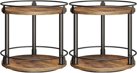 Spice Rack, Set of 2 Lazy Susan Organizer, 2-Tier Turntable Organizer, Rotating Spice Rack Organizer For Cabinet, Compact and Versatile, for Kitchen Countertop, Rustic Brown SR22L2BR-Ruum Studio Home