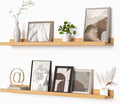 Heimlove Picture Ledge Shelf, Floating Shelves Set of 2, 36 Inches Picture Shelf for Wall with Ledge, Kids Bookshelf Wall Mounted for Living Room Bedroom Decor Books Photo Frames - Natural Oak-Ruum Studio Home