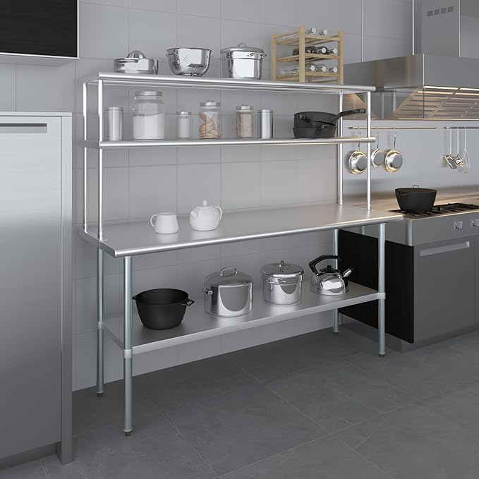 AmGood Double OverShelf Stainless Steel NSF - Many (72" Long x 14" Deep)-Ruum Studio Home