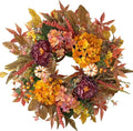 WANNA-CUL 24 Inch Fall Wreaths for Front Door with Hydrangea,Peony and White Pumpkins-Fall Decorations for Home, Fall Door Wreath Decor for Autumn,Harvest, Halloween or Thanksgiving-Ruum Studio Home