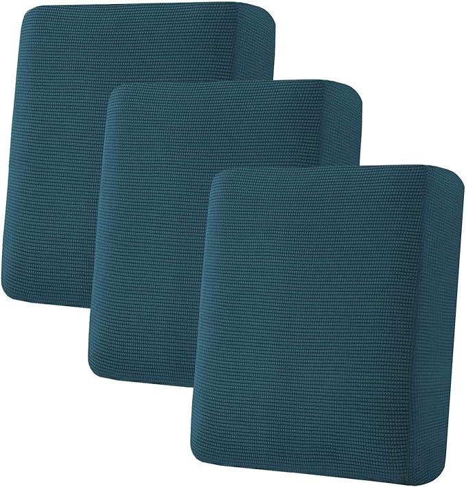 H.VERSAILTEX Super Stretch Individual Seat Sofa Covers Couch cushion covers Slipcover Sets Thick Jacquard Textured Twill Fabric (3 Piece Sofa cushion covers, Deep Teal)-Ruum Studio Home