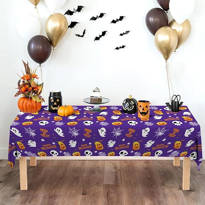 ATFUNSHOP 4 Packs Halloween Tablecloth Disposable Table Cover 54X108 Halloween Decorations Kids Birthday Party Decor for Kids, Spooky Waterproof Spillproof Table Cloth - Perfect for Dinner-Ruum Studio Home