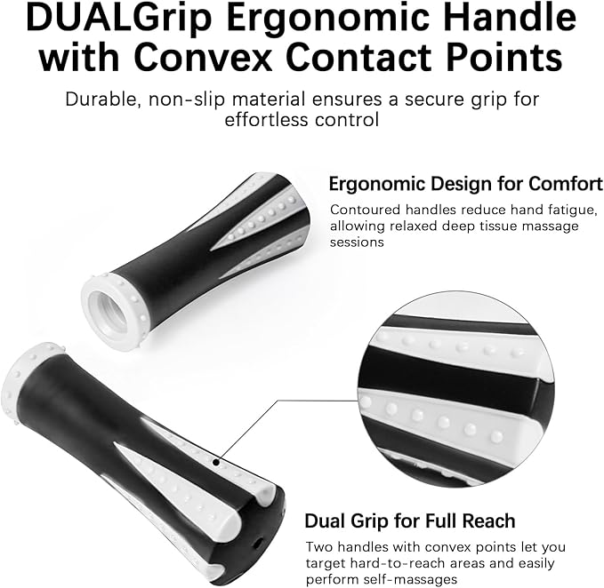 Muscle Roller Stick for Athletes - Deep Tissue Fascia Blaster & Roller Massager for Myofascial Pain Relief - Handheld Physical Therapy & Recovery Tool(White black-18 inch)-Ruum Studio Home