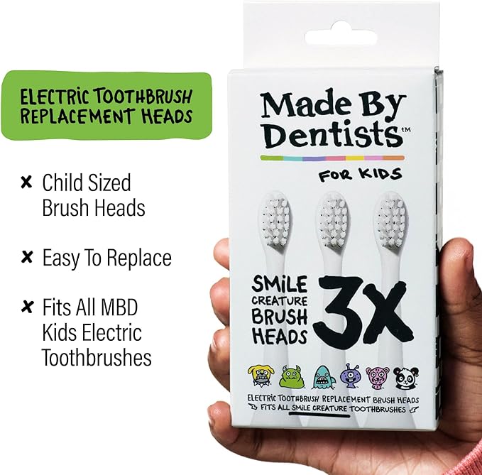 Kids Electric Toothbrush - Rechargeable Vibrating Toothbrush with Timer, Includes 6 Replacement Heads, Gently Cleans Teeth, for Girls and Boys, Kids & Toddlers Age 2+, Monster-Ruum Studio Home