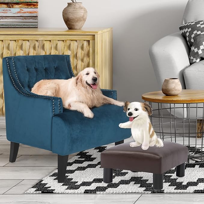 Joveco Small Foot Rest Stool Ottoman, 15" Leather Footrest Square Footstool with Non-Skid Plastic Legs, for Chair, Under Desk, Office, Living Room, Brown-Ruum Studio Home