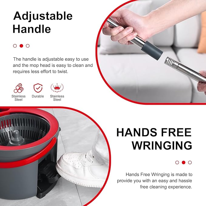 360° Spin Mop and Bucket Set Cleaning System,Mop and Bucket with Wringer Set for Home,Wet Dust Mop for Floor Cleaning with 4 Mop Heads-Ruum Studio Home