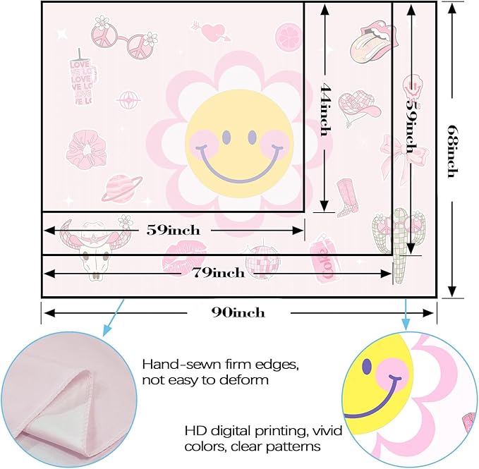 Lunerfex Y2K Tapestry Pink Sun Wall Tapestry, Cute Tapestries for Bedroom Funny Tapestries Wall Hanging for Bedroom Living Room Decor Pink-7 44"x60"-Ruum Studio Home