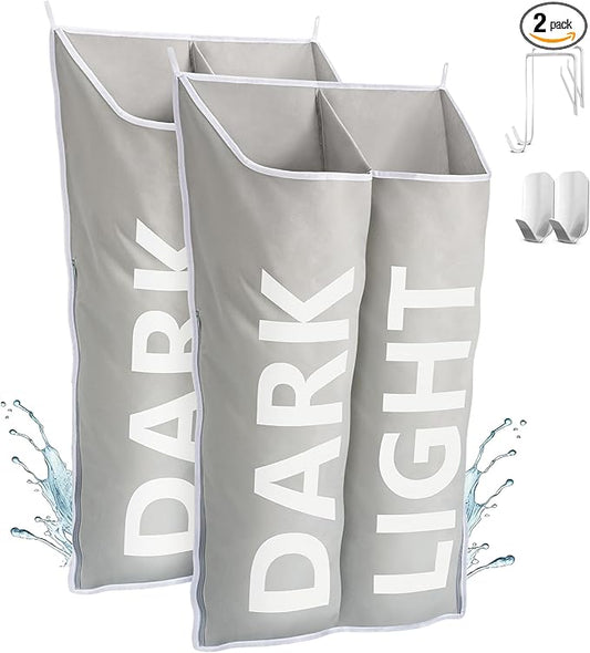 Hanging Laundry Hamper Bag XL 40x22", Space Saving over the Door Storage Bags, Behind the Door Hampers for Dirty Clothes & Wall Mounted Basket for Bathroom, Organizer for Small Room Spaces RV-Ruum Studio Home