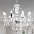 Modern Elegant 8 Lights K9 Crystal Glass Chandelier Pendant Ceiling Lighting European Style for Dining Living Room Bedroom Transparent, 8 E12 Bulbs Required-Ruum Studio Home