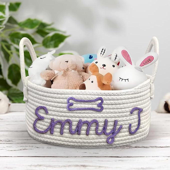 Personalized Baby Basket with Name Custom Cotton Rope Storage Bin for Diaper Caddy, Organizer, Keepsake - Shower Gift-Ruum Studio Home